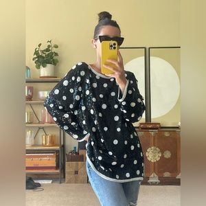 Polka dot sequin and beaded top